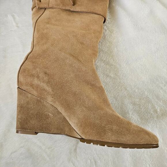 Colin Stuart Wedge Boots Womens Size 8 Tan Suede Lace-Up Warm - Picture 5 of 12